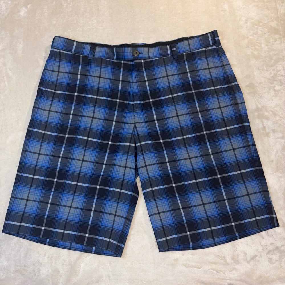 Nike Golf Dri-FIT Plaid Shorts Mens 40 Blue Grey Check 648319-480